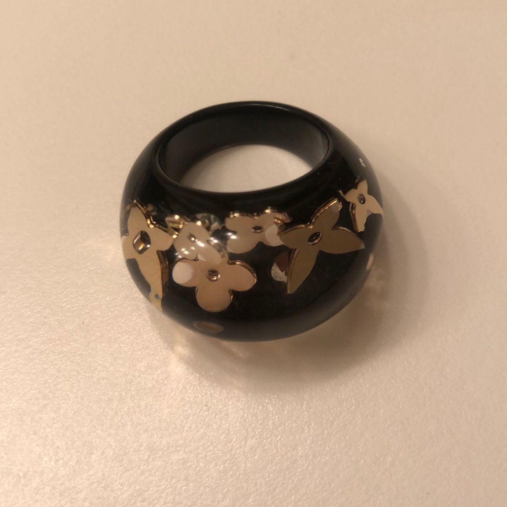 Louis Vuitton Black Resin Monogram Inclusion Ring.